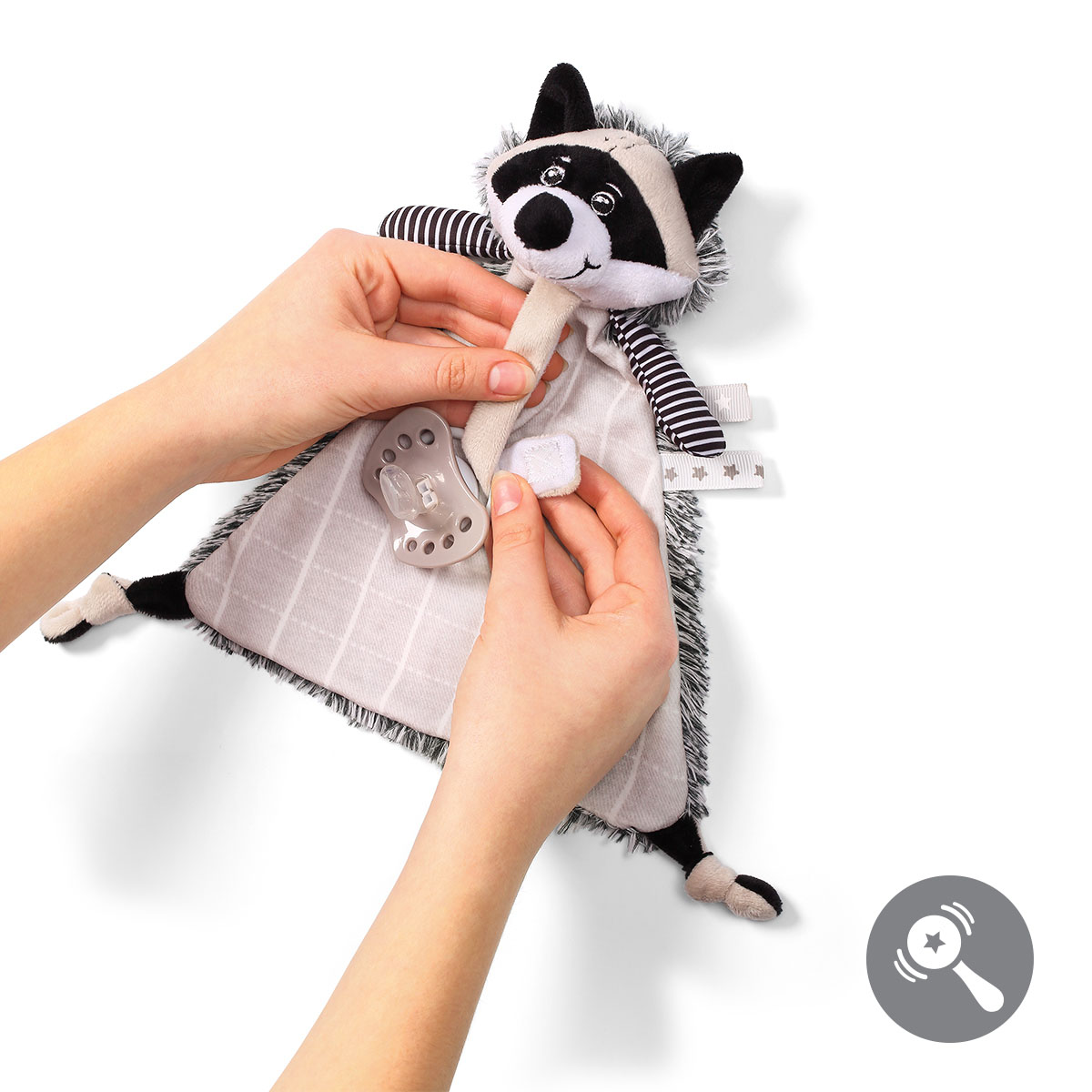 Babyono - 747 Przytulanka z zawieszką do smoczka RACOON ROCKY