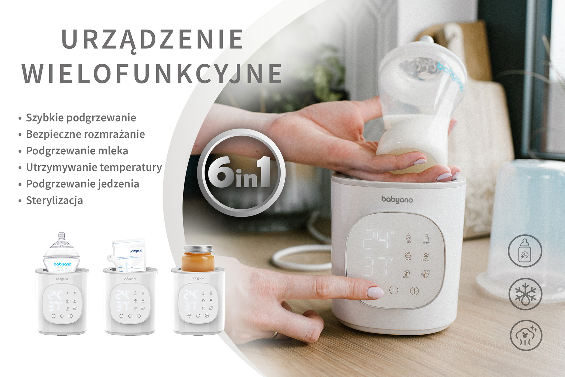 Babyono - 1599 Elektroniczny podgrzewacz pokarmu i sterylizator